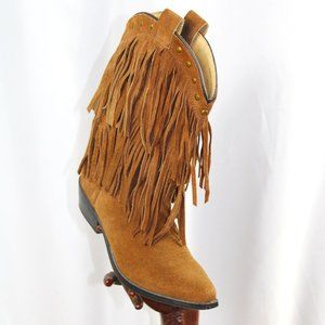 Smoky Mountain Wisteria Western Style Fringe Suede Short Boots, Size 3.5